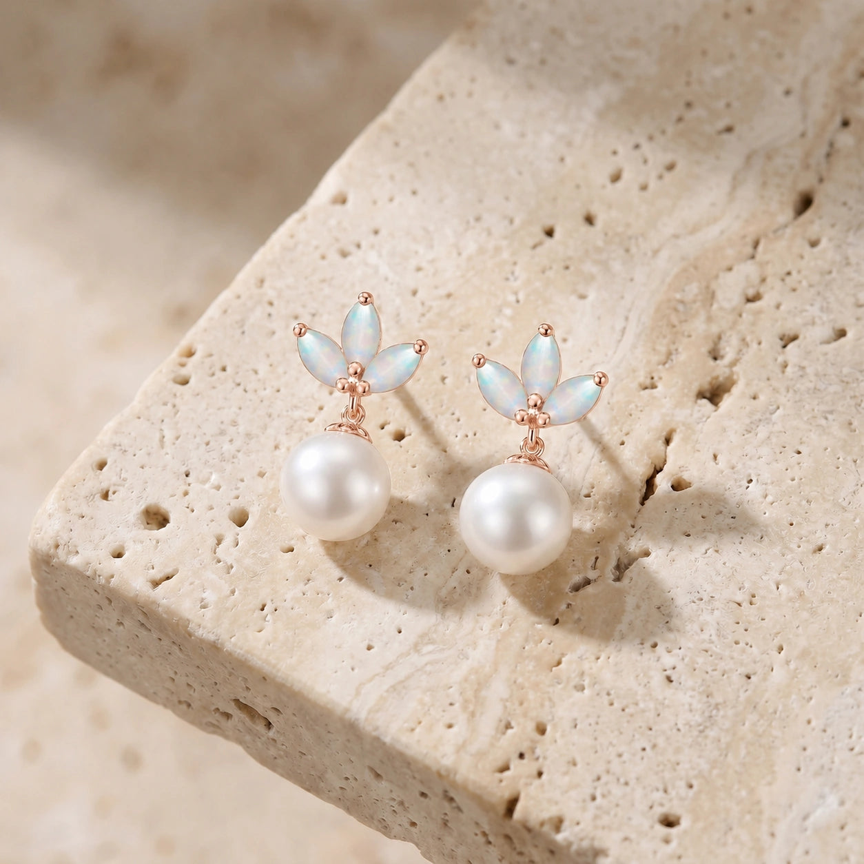 Rose Gold Earrings Blue Topaz 10K — Adelina