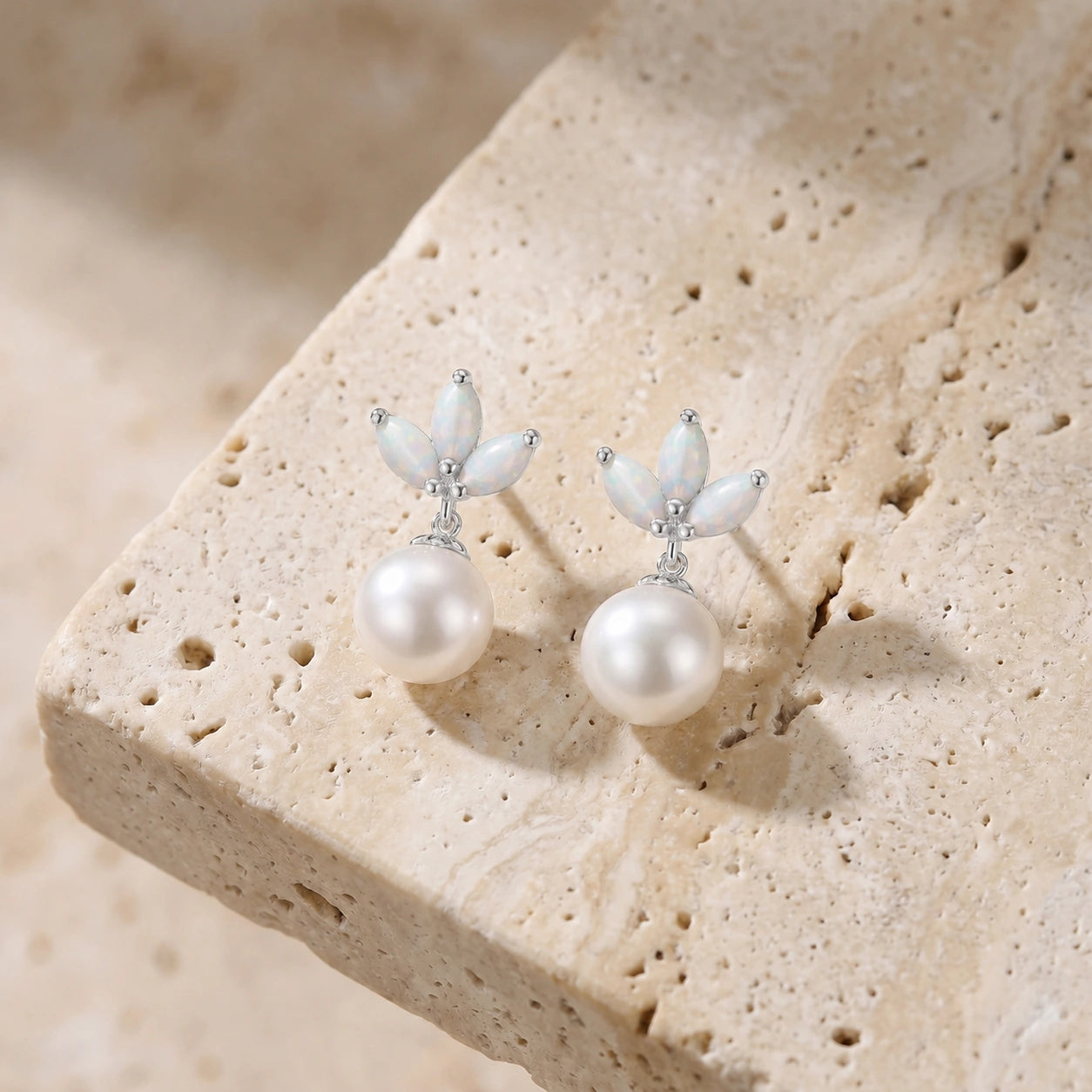 White Gold Earrings Blue Topaz 10K — Adelina