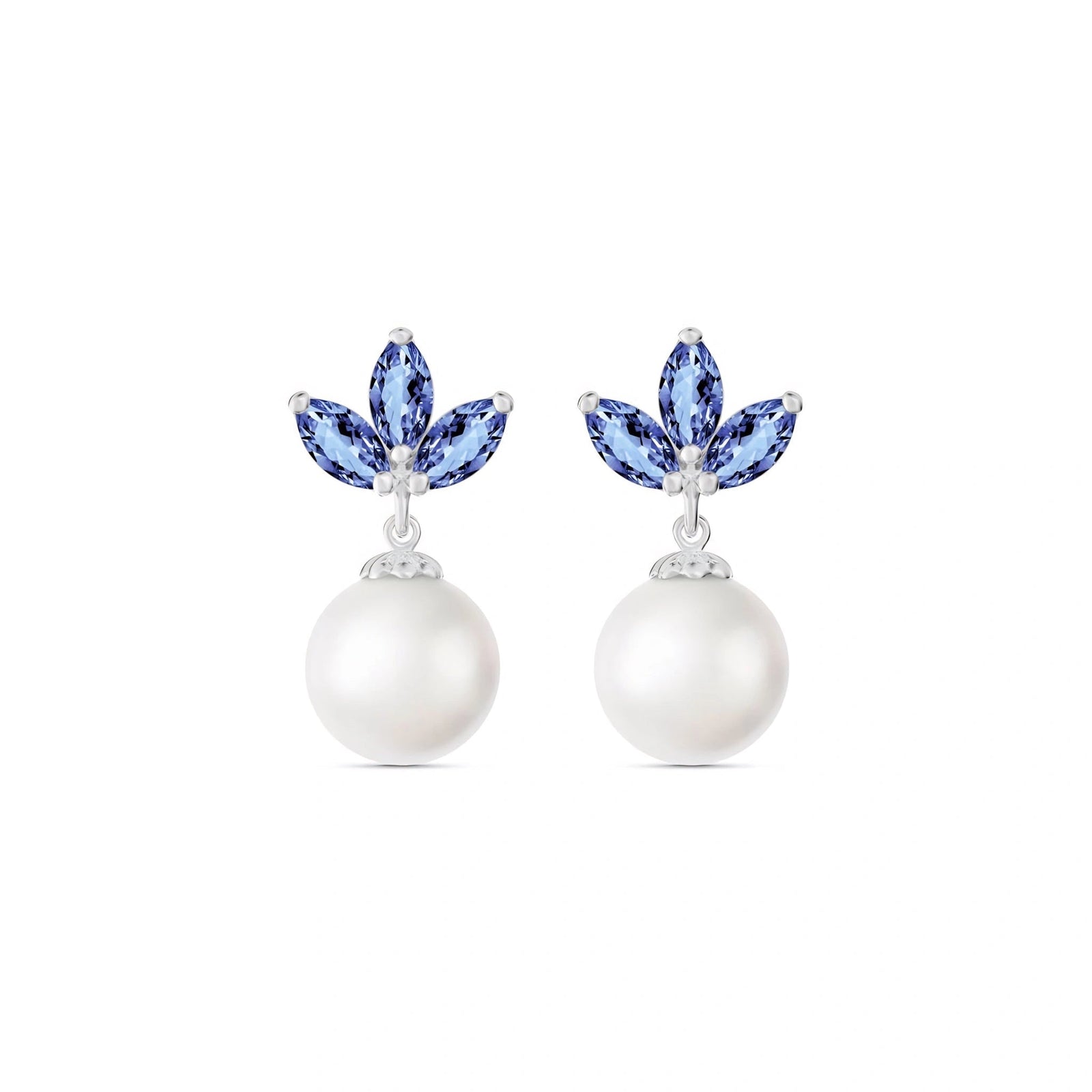 White Gold Earrings Emerald 10K — Adelina