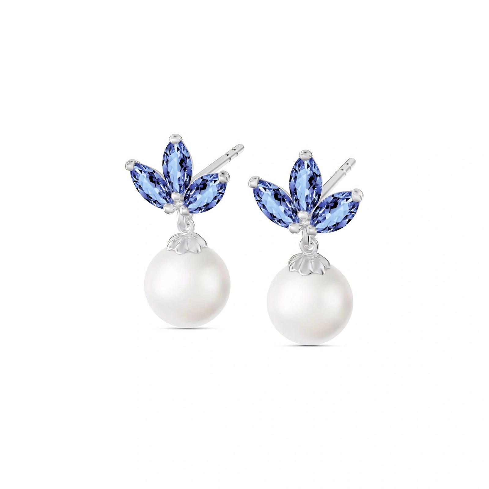 White Gold Earrings Emerald 10K — Adelina