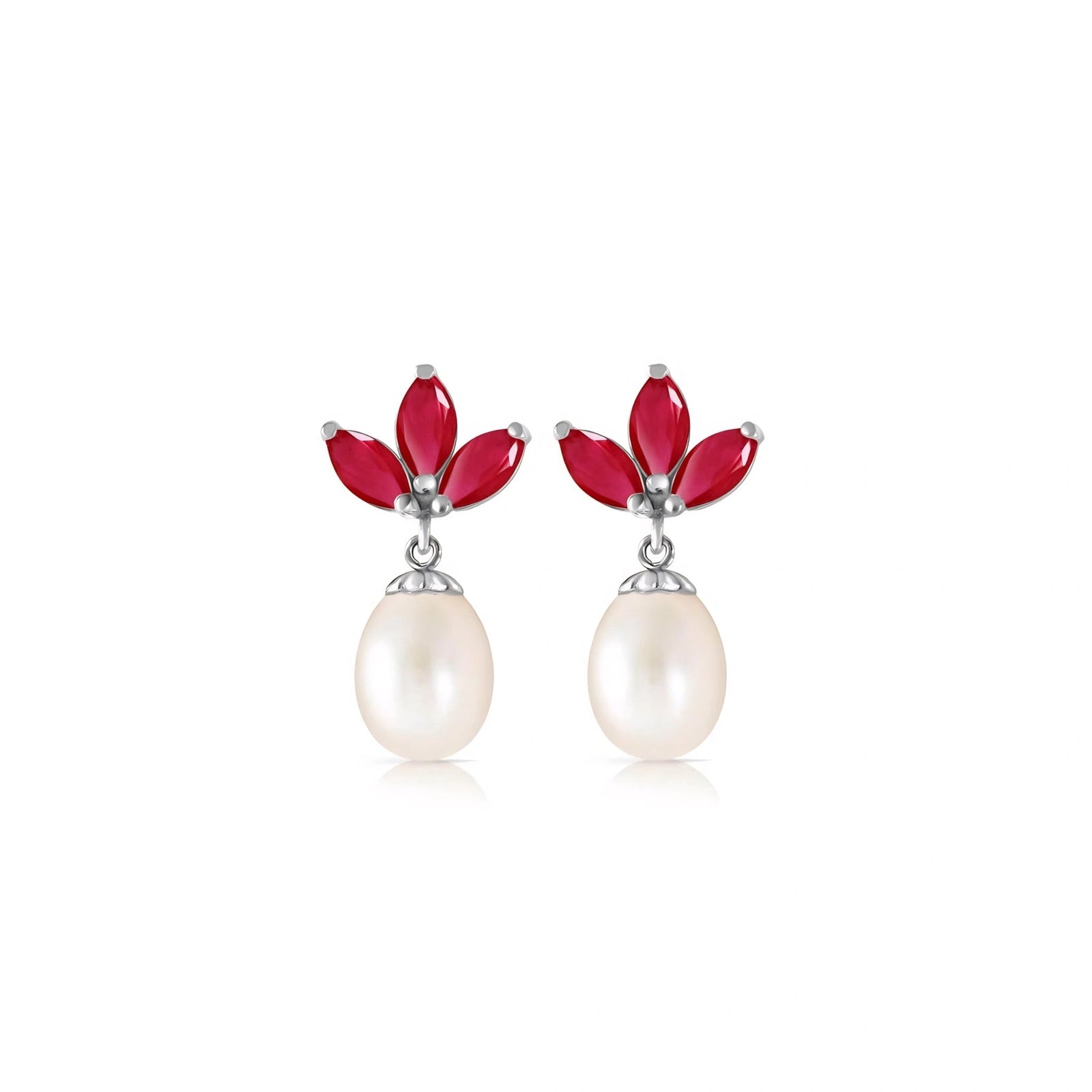 White Gold Earrings Garnet 10K — Adelina