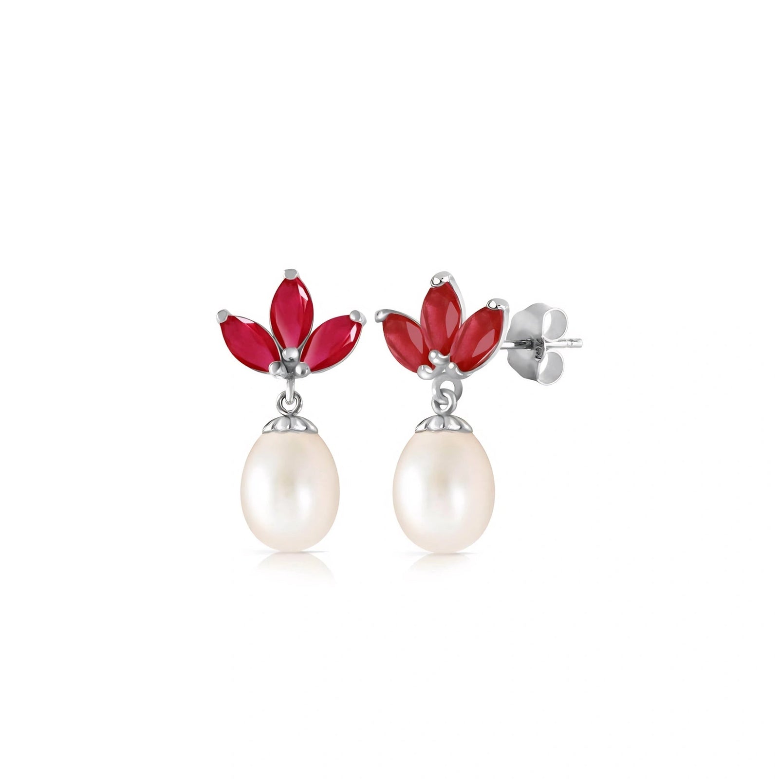 White Gold Earrings Garnet 10K — Adelina
