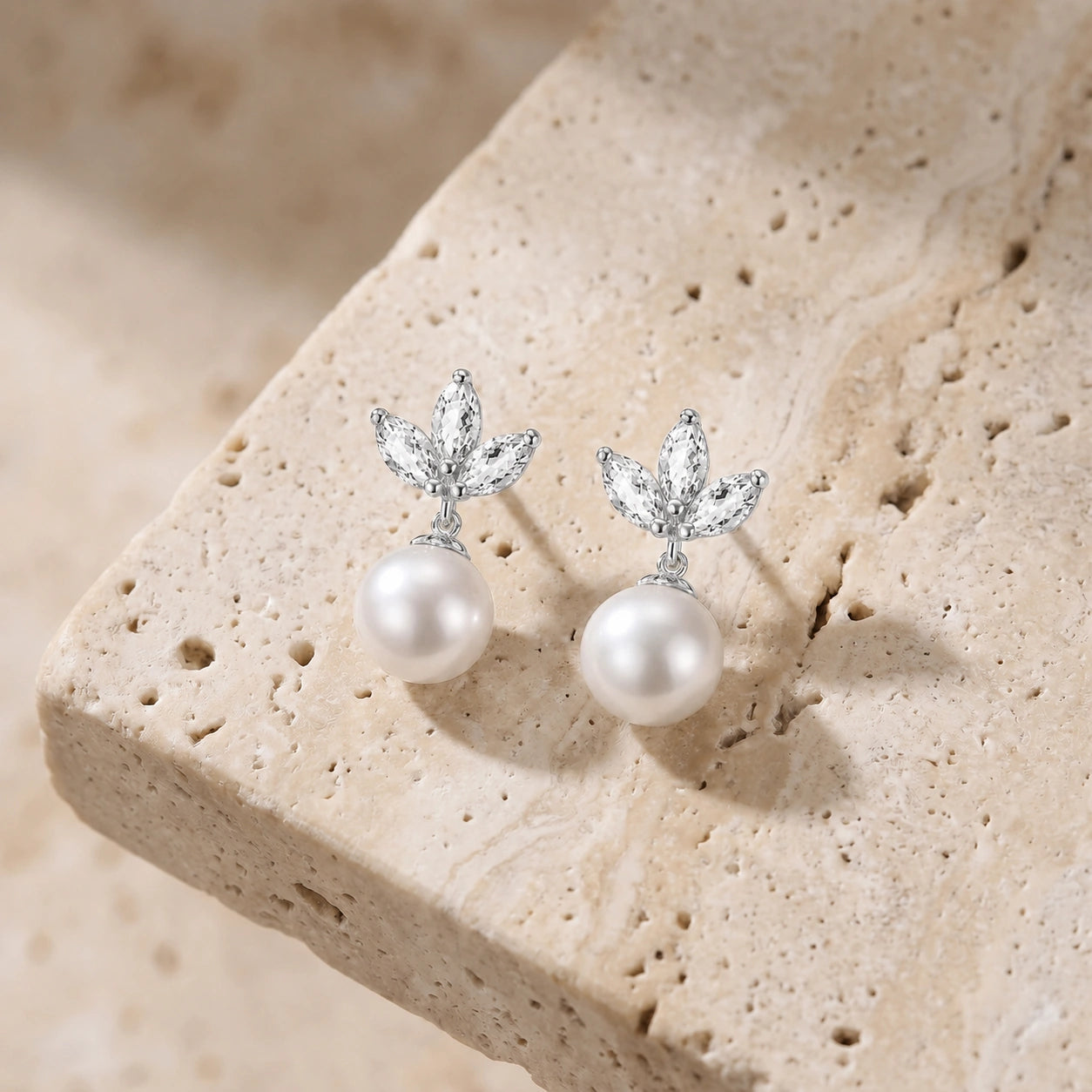 White Gold Earrings Green Amethyst 10K — Adelina