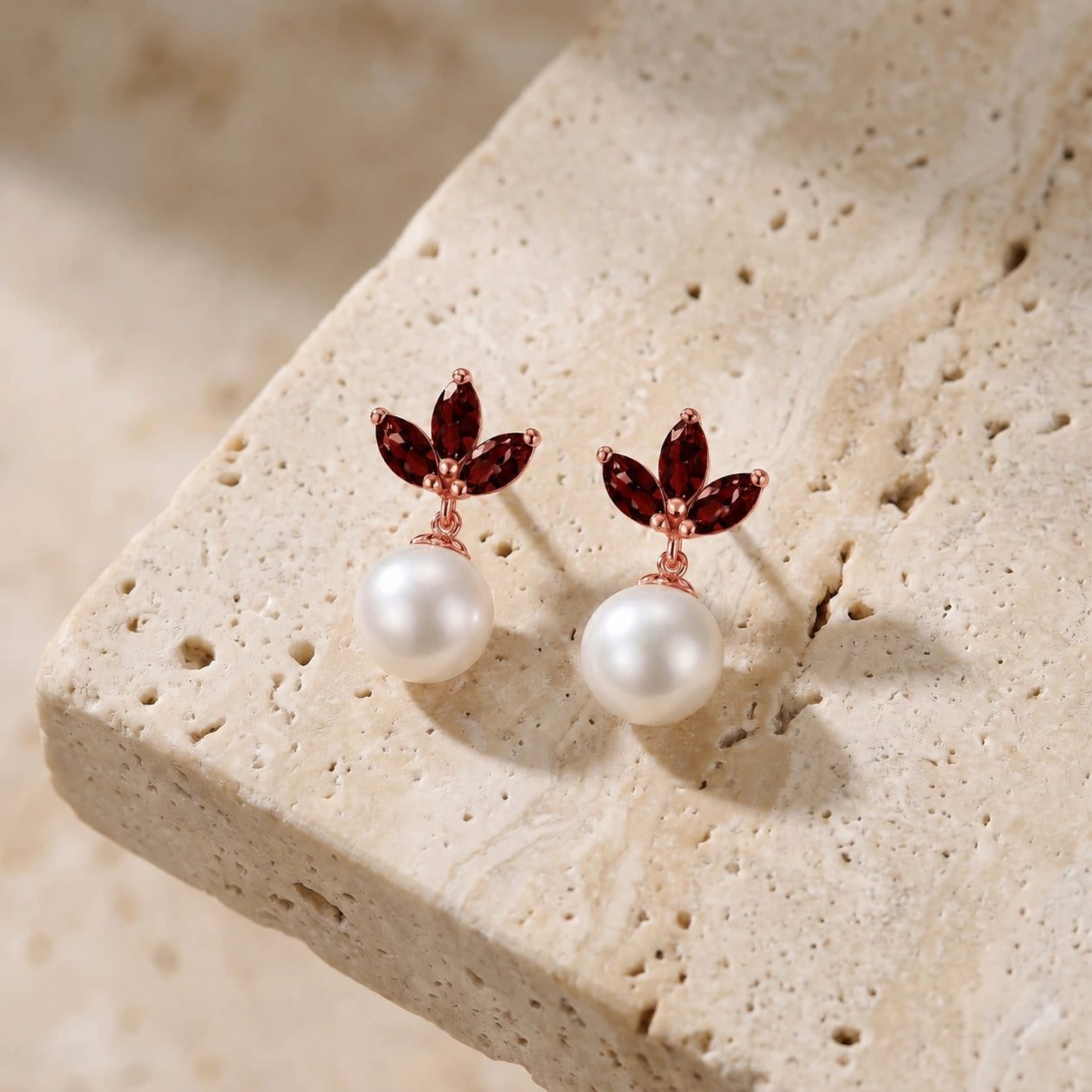 Rose Gold Earrings Opal 10K — Adelina