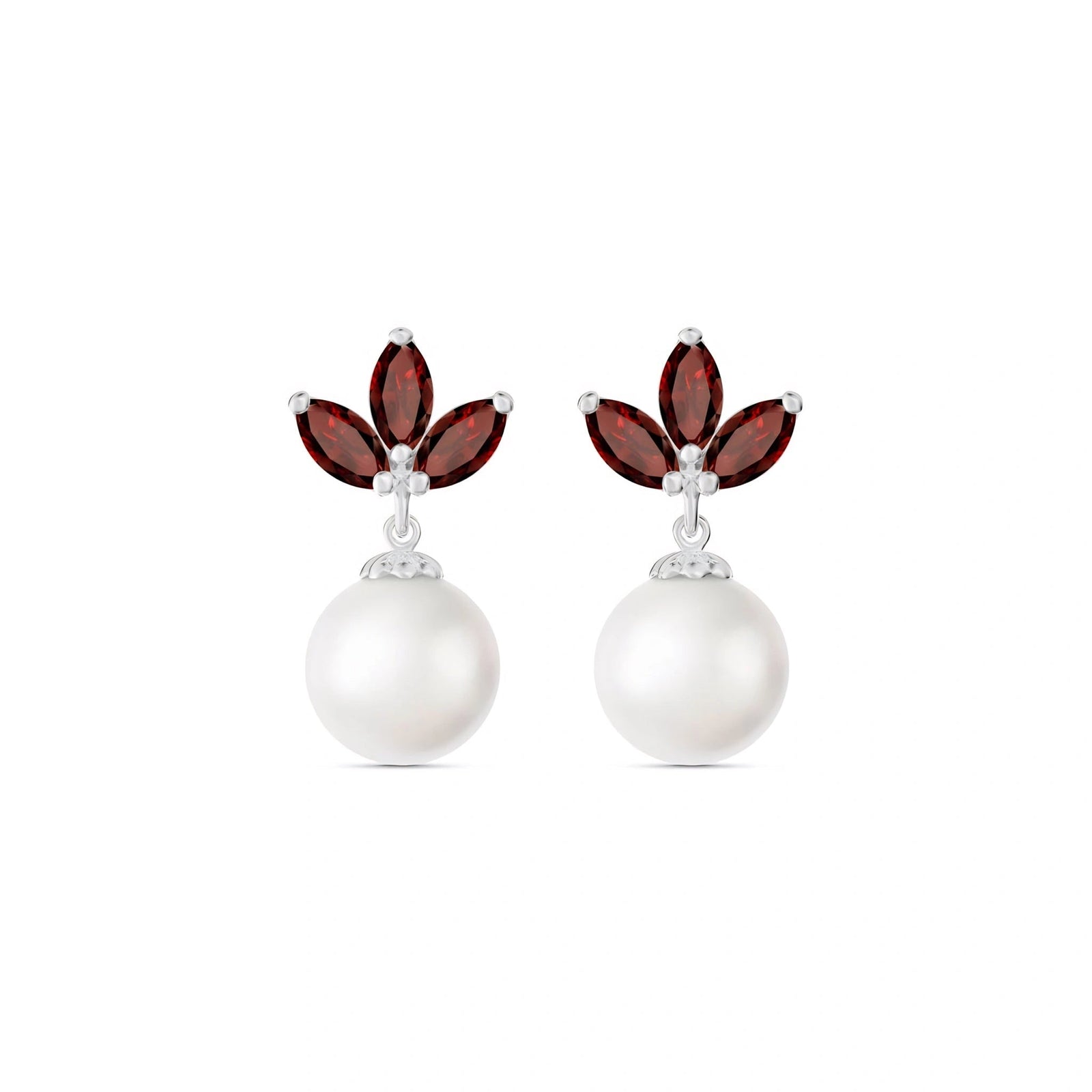 White Gold Earrings Opal 10K — Adelina