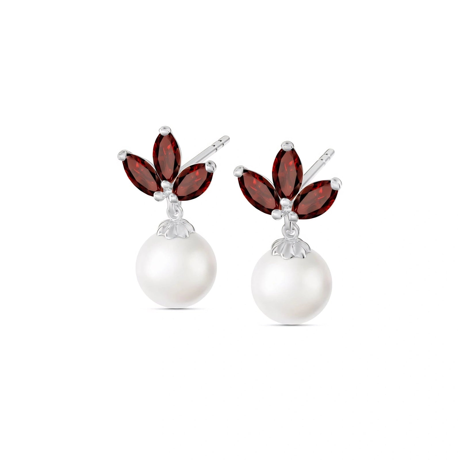 White Gold Earrings Opal 10K — Adelina