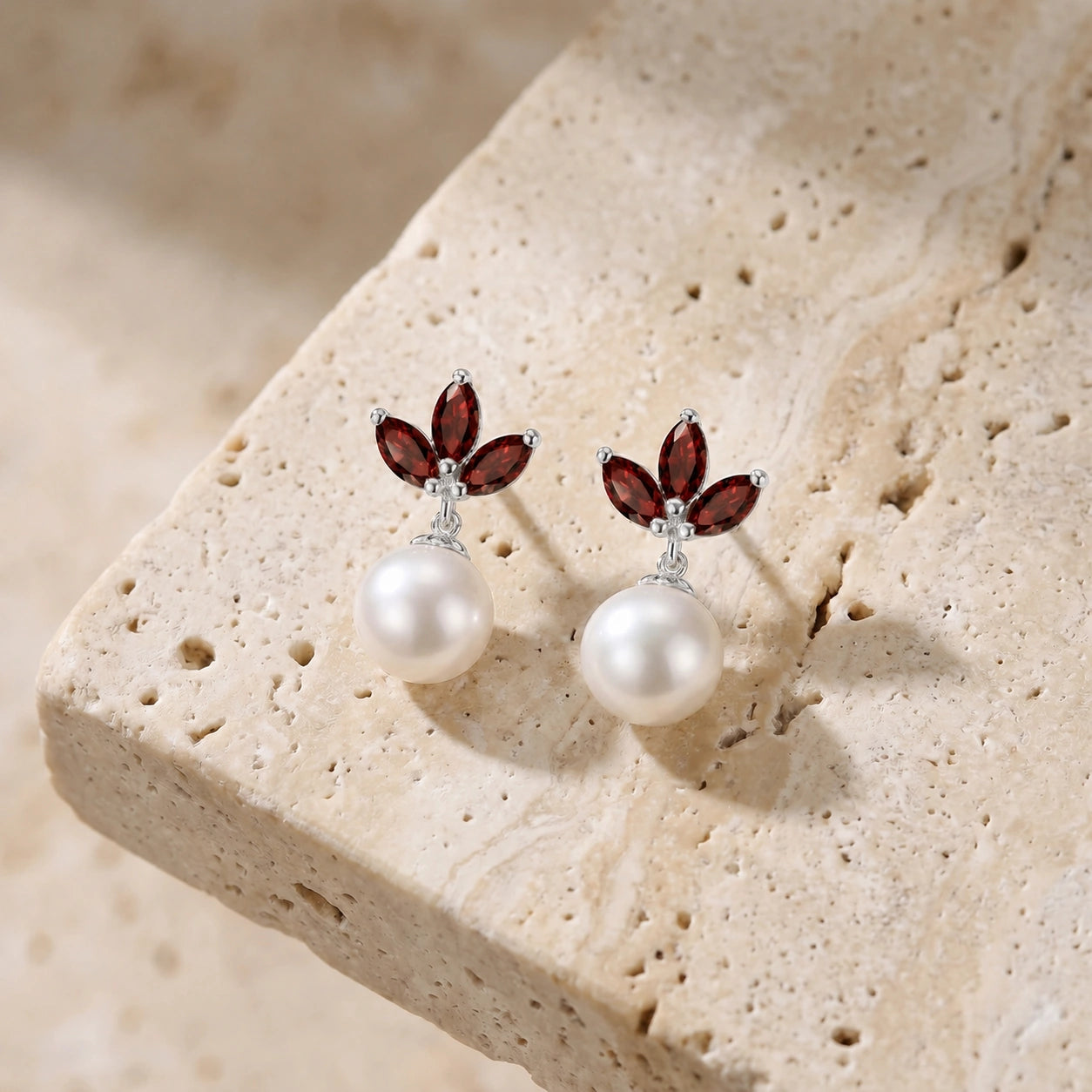 White Gold Earrings Opal 10K — Adelina