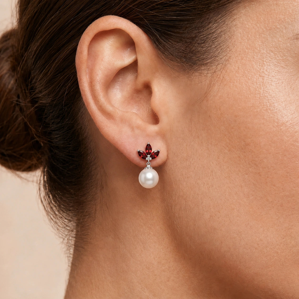 White Gold Earrings Opal 10K — Adelina