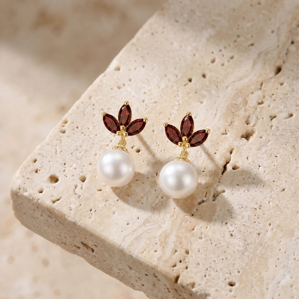 Yellow Gold Earrings Opal 10K — Adelina