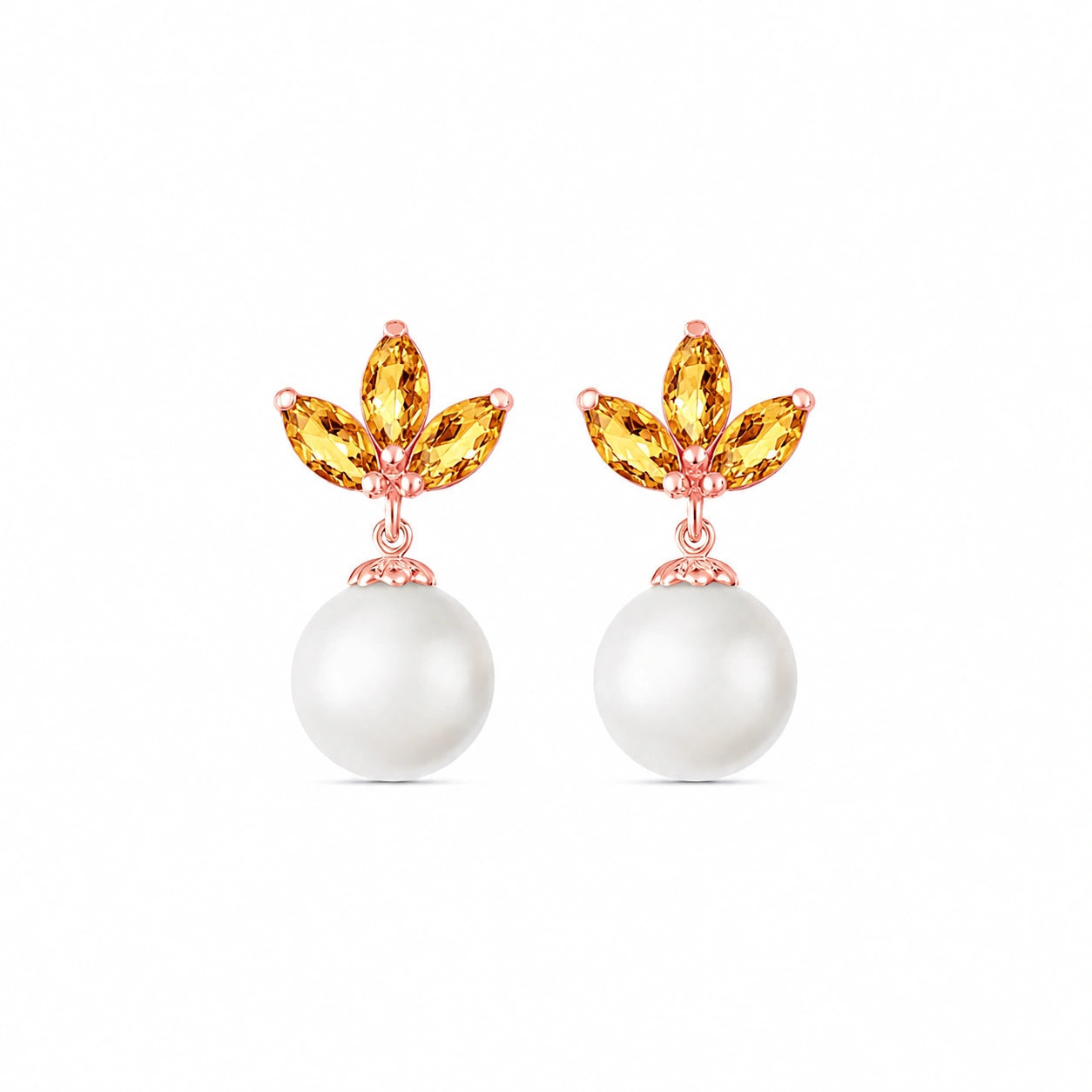 Rose Gold Earrings Pearl 10K — Adelina