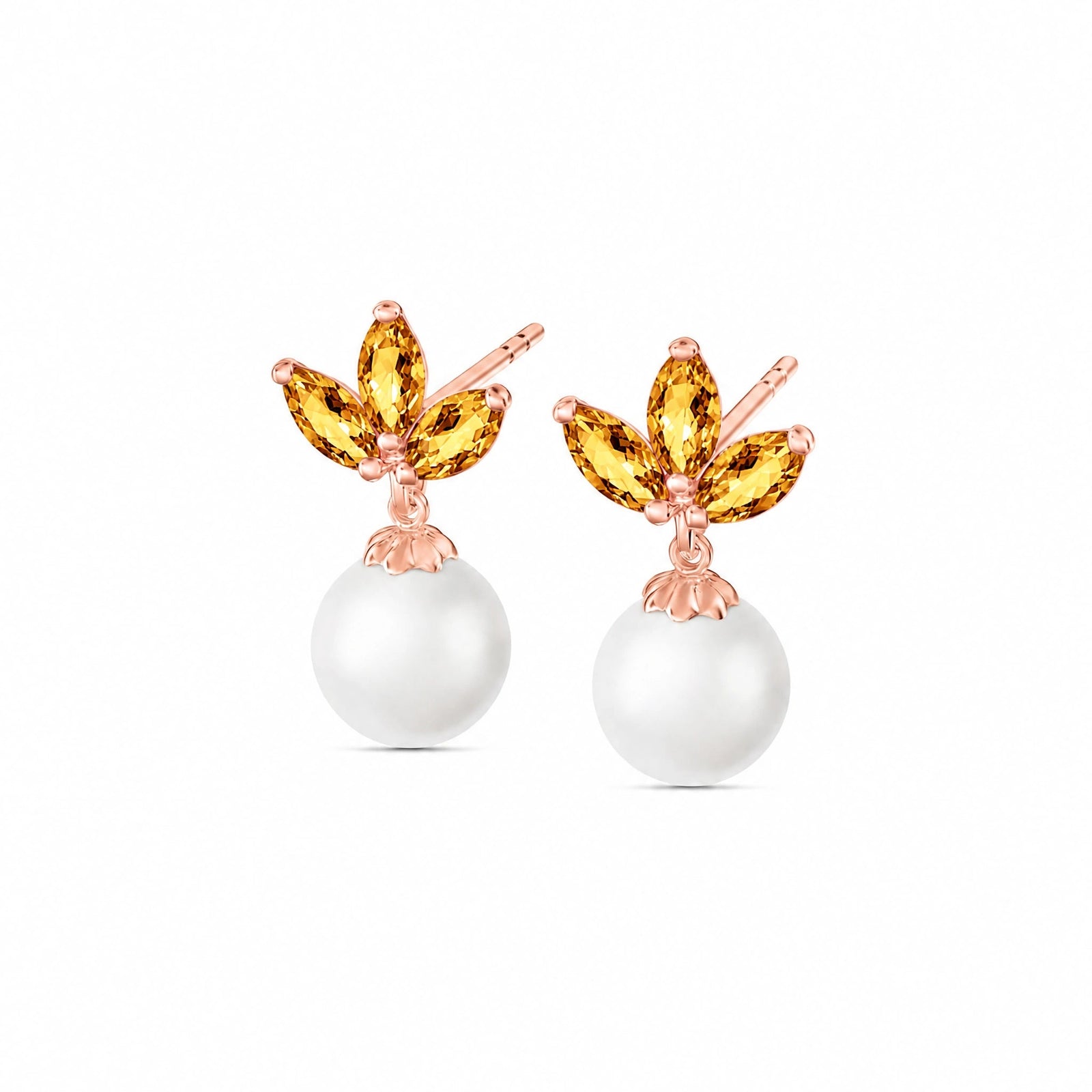 Rose Gold Earrings Pearl 10K — Adelina