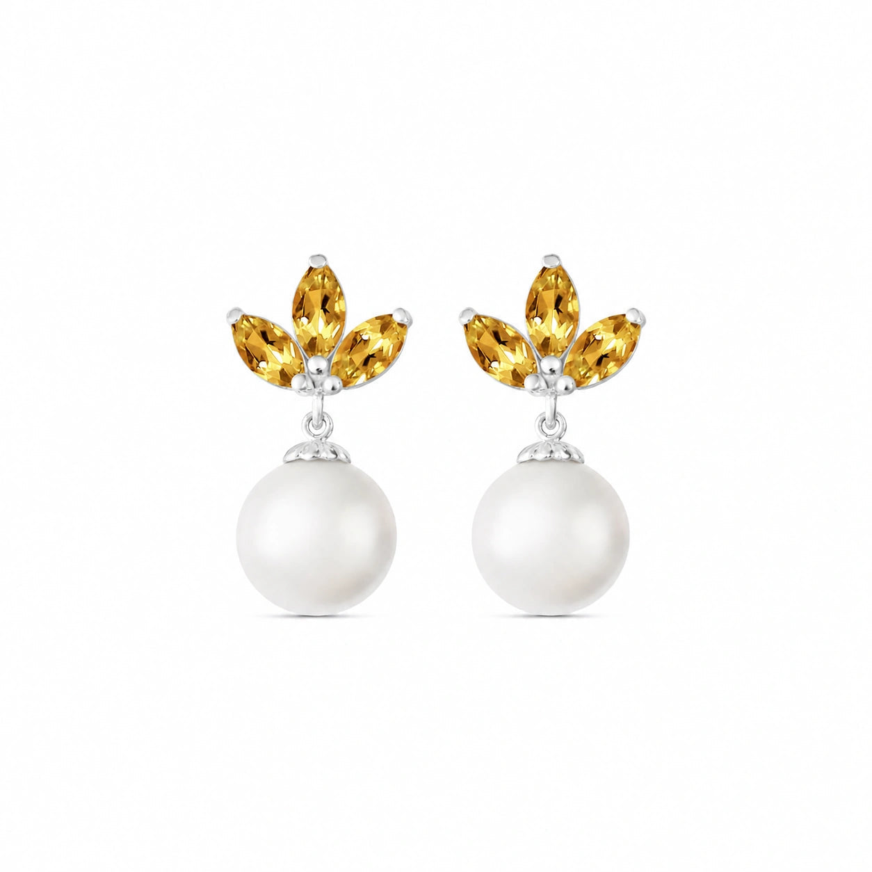 White Gold Earrings Pearl 10K — Adelina