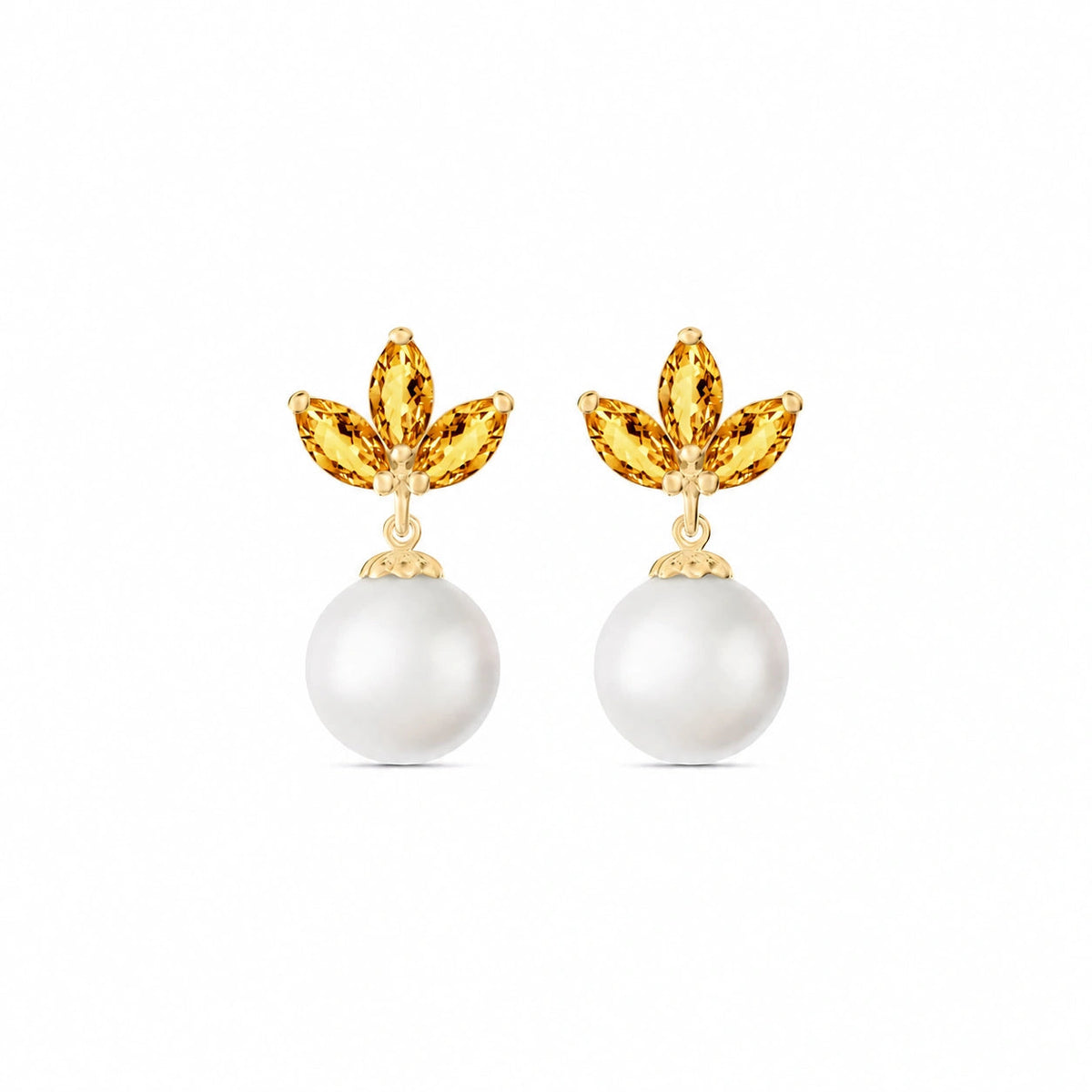 Yellow Gold Earrings Pearl 10K — Adelina