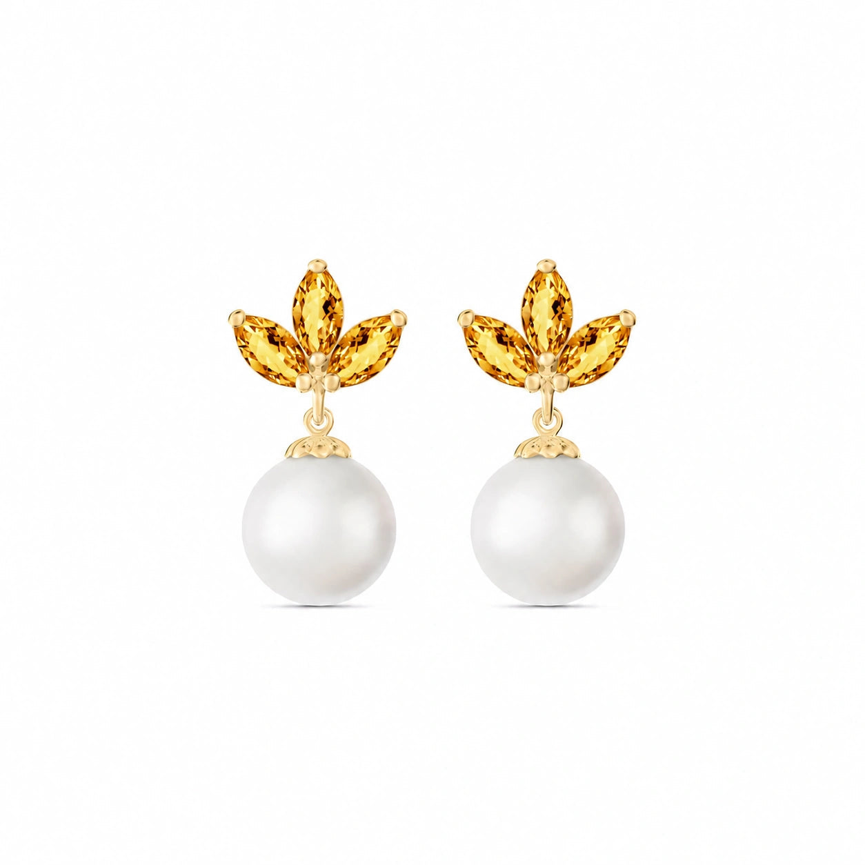 Yellow Gold Earrings Pearl 10K — Adelina