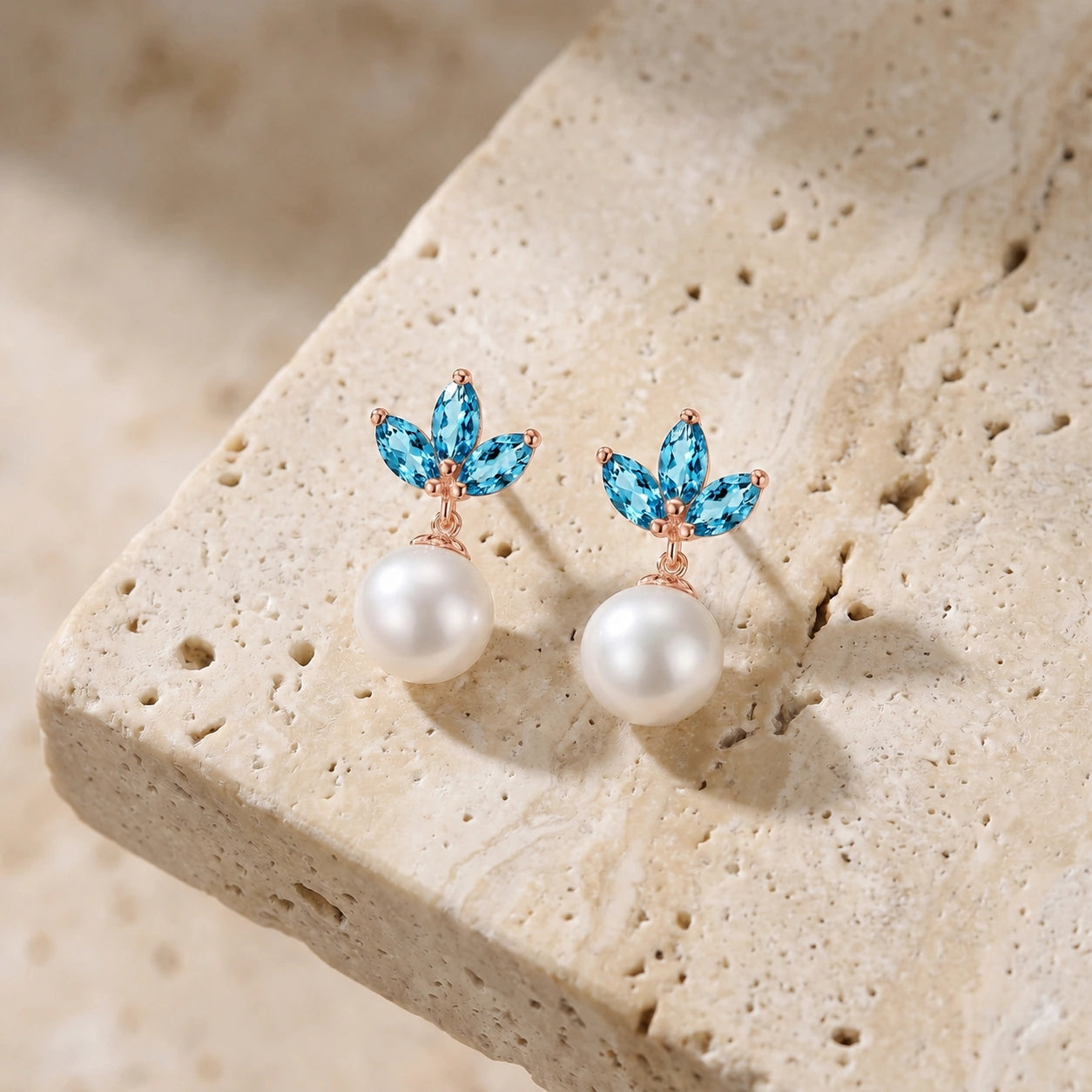 Rose Gold Earrings Ruby 10K — Adelina