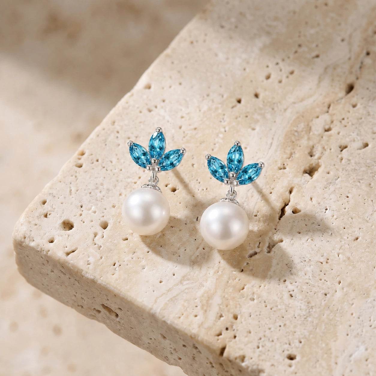 White Gold Earrings Ruby 10K — Adelina