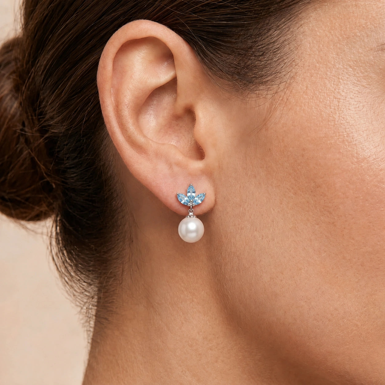 White Gold Earrings Ruby 10K — Adelina