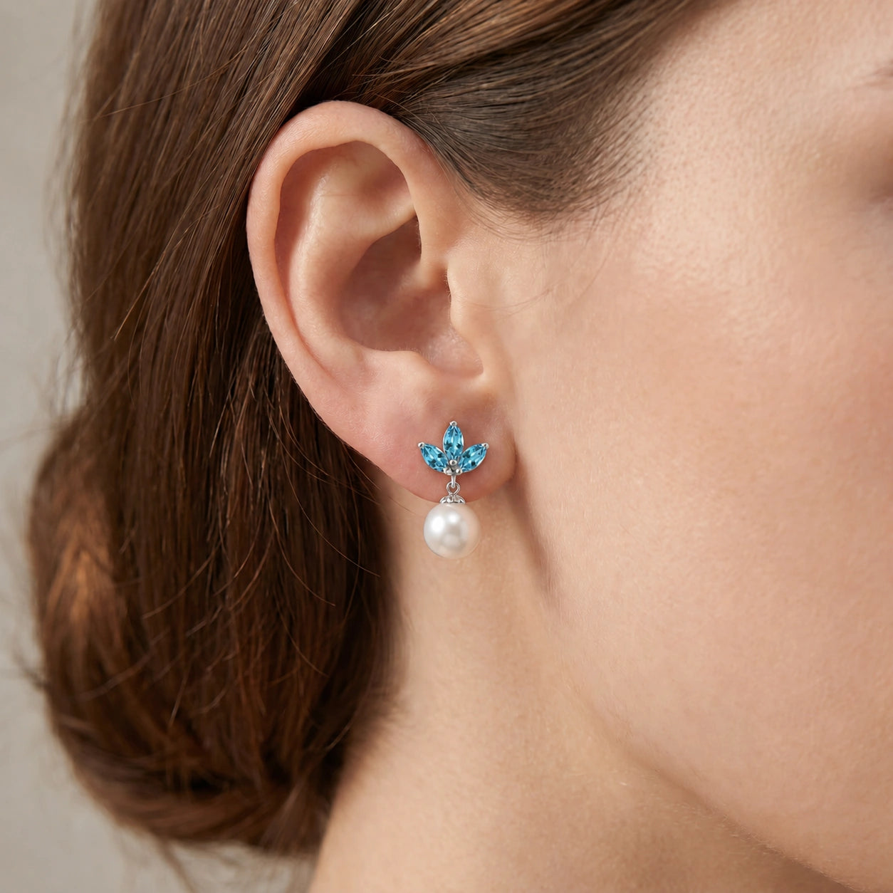 White Gold Earrings Ruby 10K — Adelina