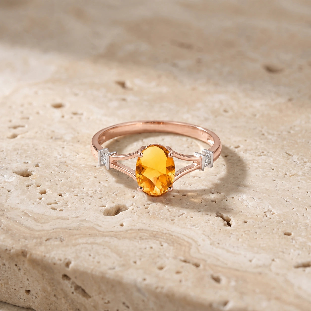 Rose Gold Citrine & Diamond — Gabriella