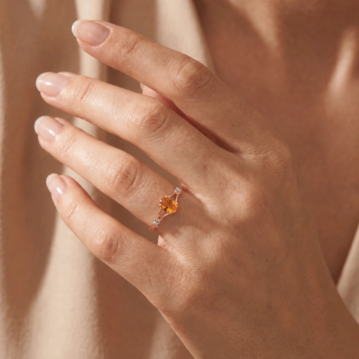 Rose Gold Citrine & Diamond — Gabriella