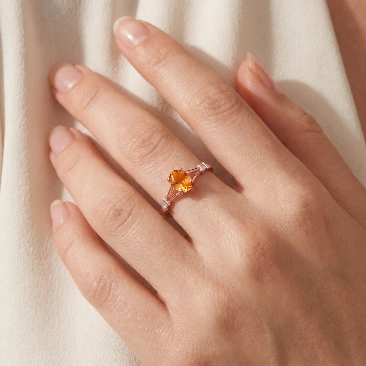 Rose Gold Citrine & Diamond — Gabriella