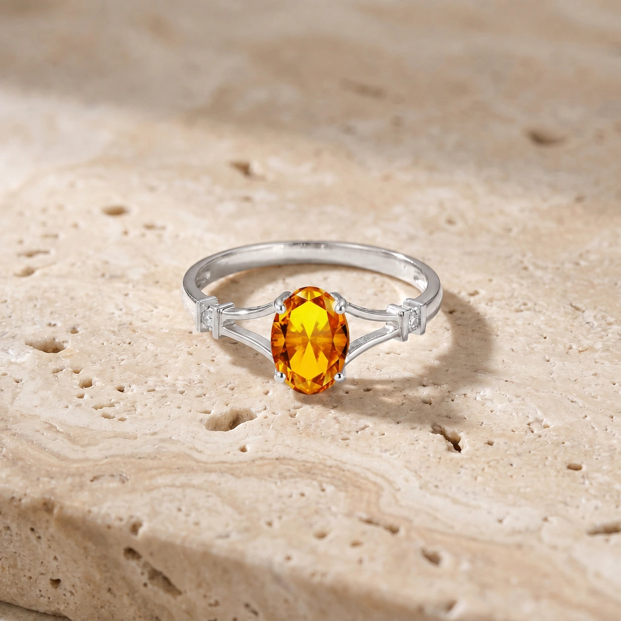 White Gold Citrine & Diamond — Gabriella