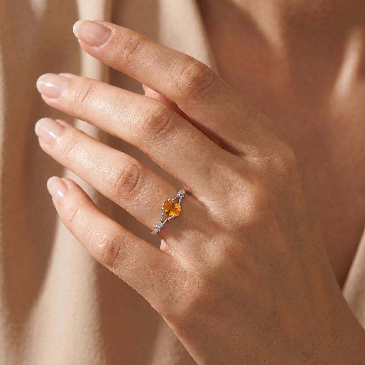 White Gold Citrine & Diamond — Gabriella