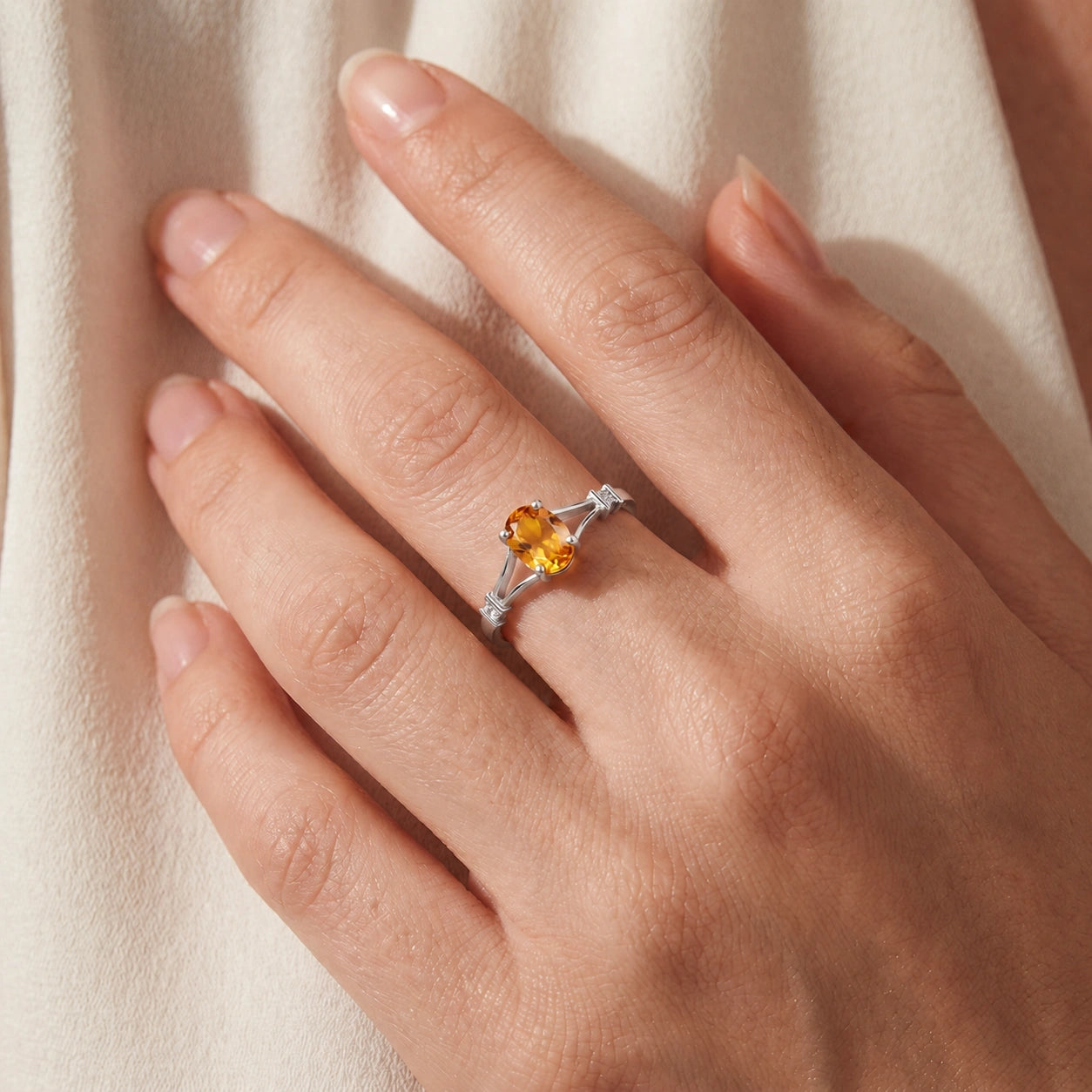 White Gold Citrine & Diamond — Gabriella