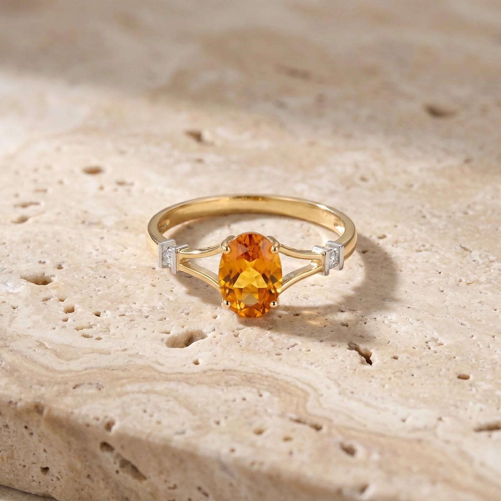 Yellow Gold Citrine & Diamond — Gabriella