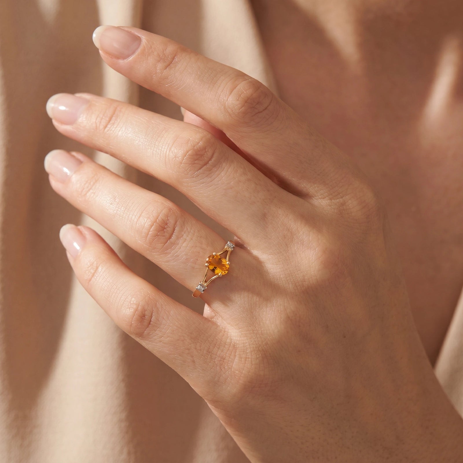 Yellow Gold Citrine & Diamond — Gabriella