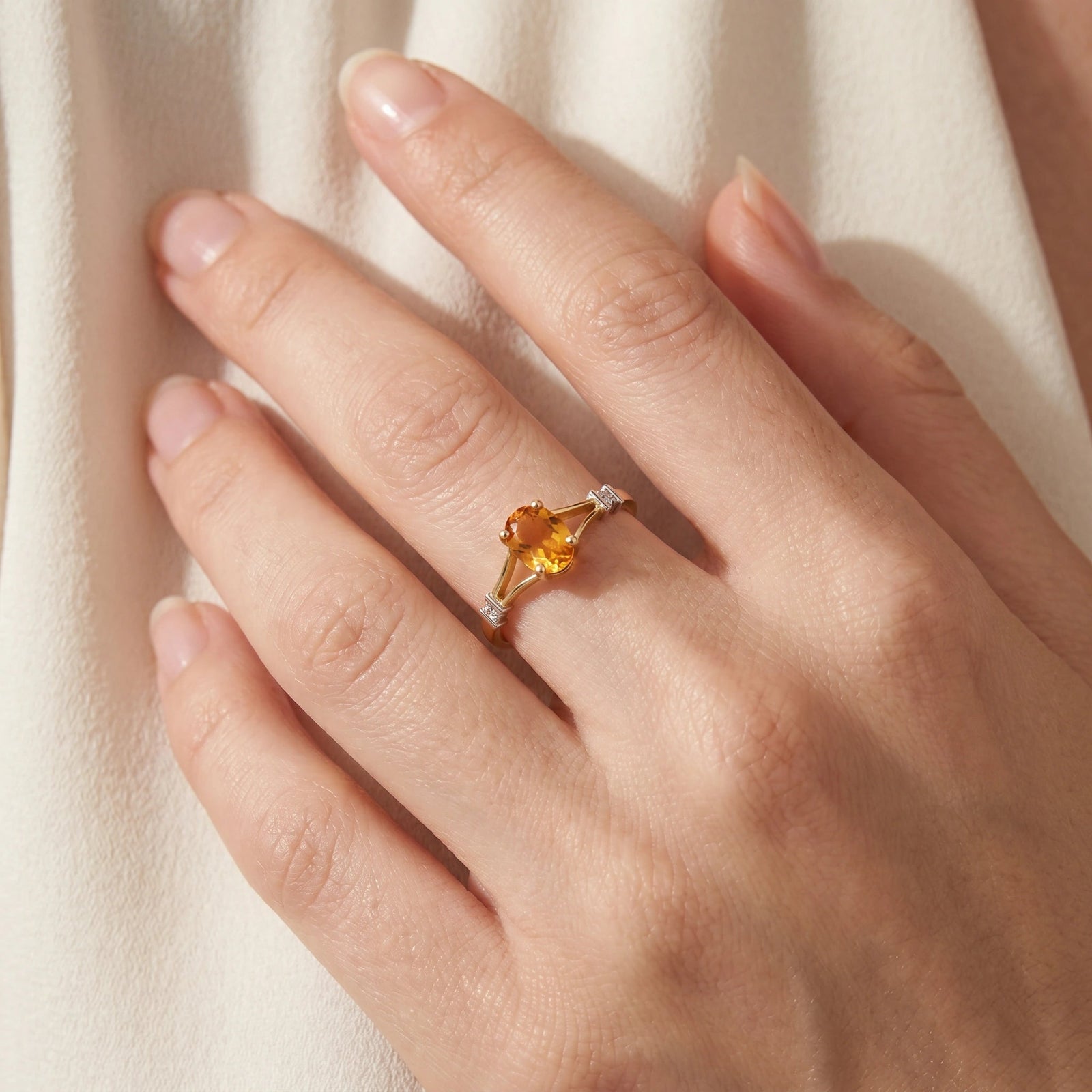 Yellow Gold Citrine & Diamond — Gabriella