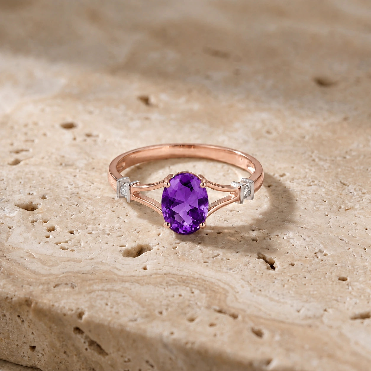 Rose Gold Diamond & Amethyst — Gabriella