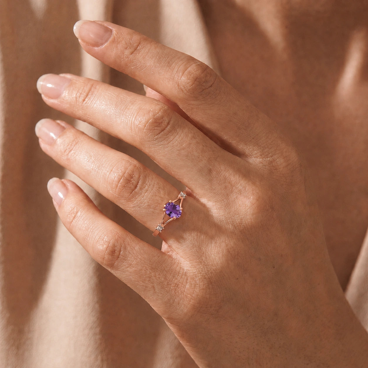 Rose Gold Diamond & Amethyst — Gabriella
