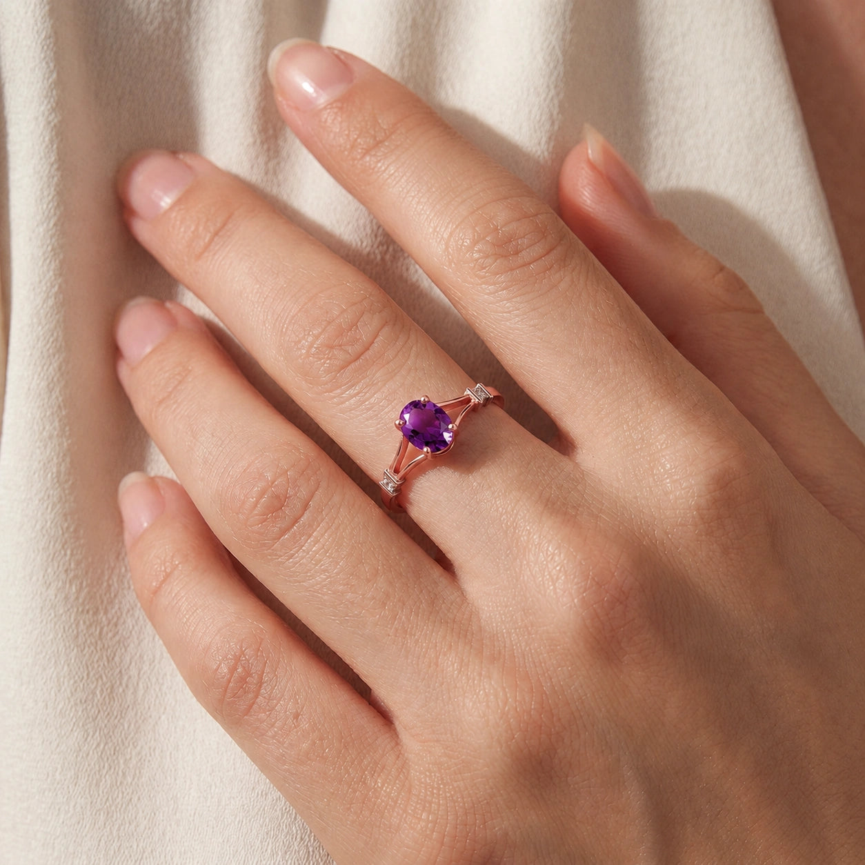 Rose Gold Diamond & Amethyst — Gabriella