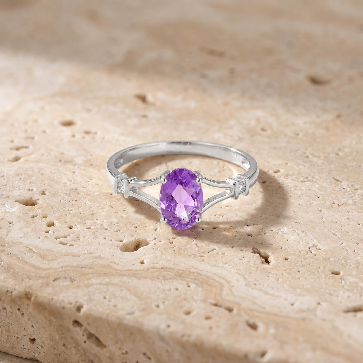 White Gold Diamond & Amethyst — Gabriella