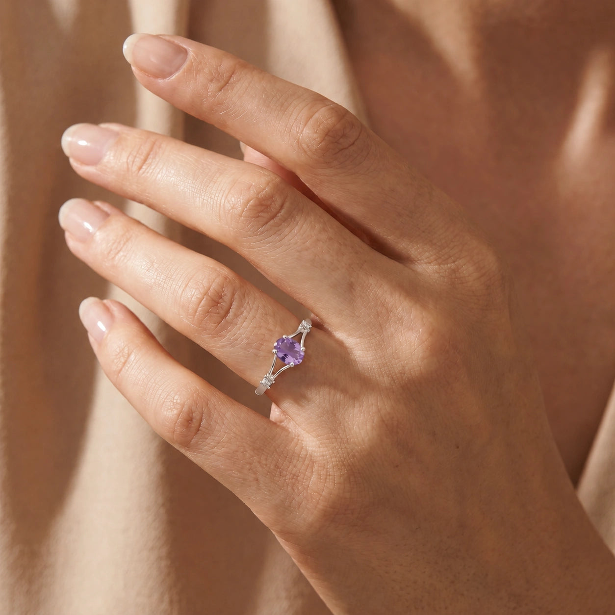 White Gold Diamond & Amethyst — Gabriella