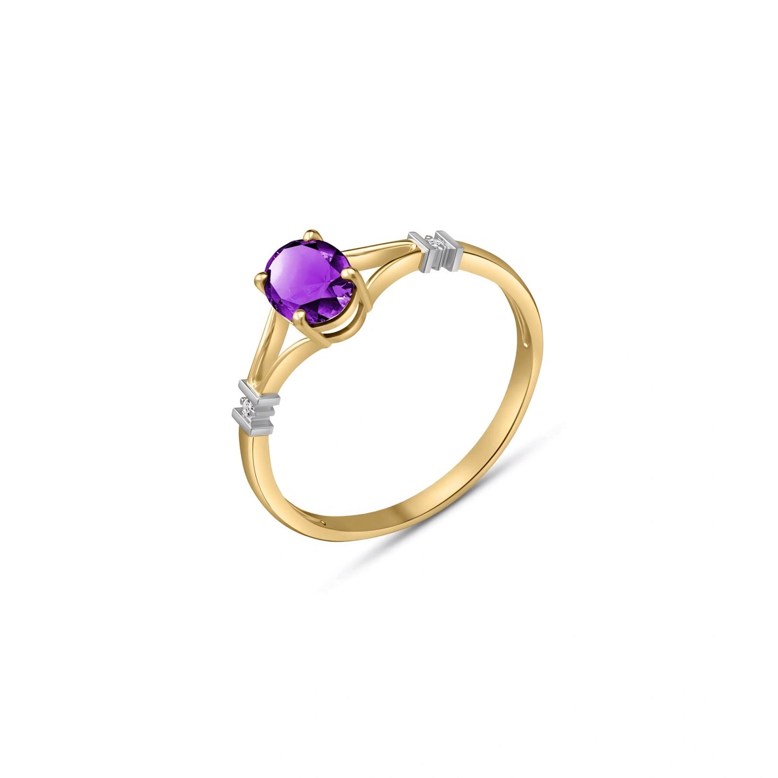 Yellow Gold Diamond & Amethyst — Gabriella