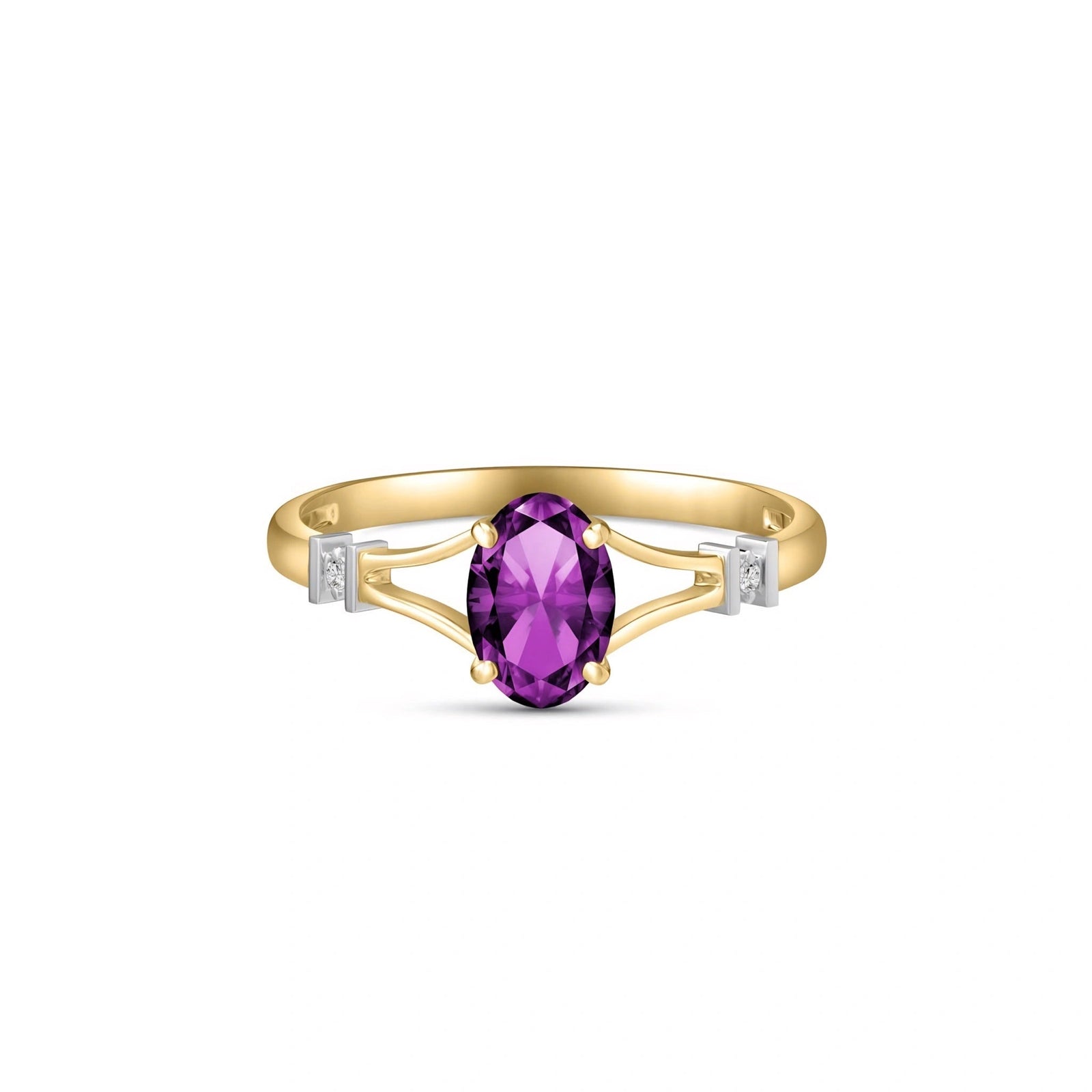 Yellow Gold Diamond & Amethyst — Gabriella