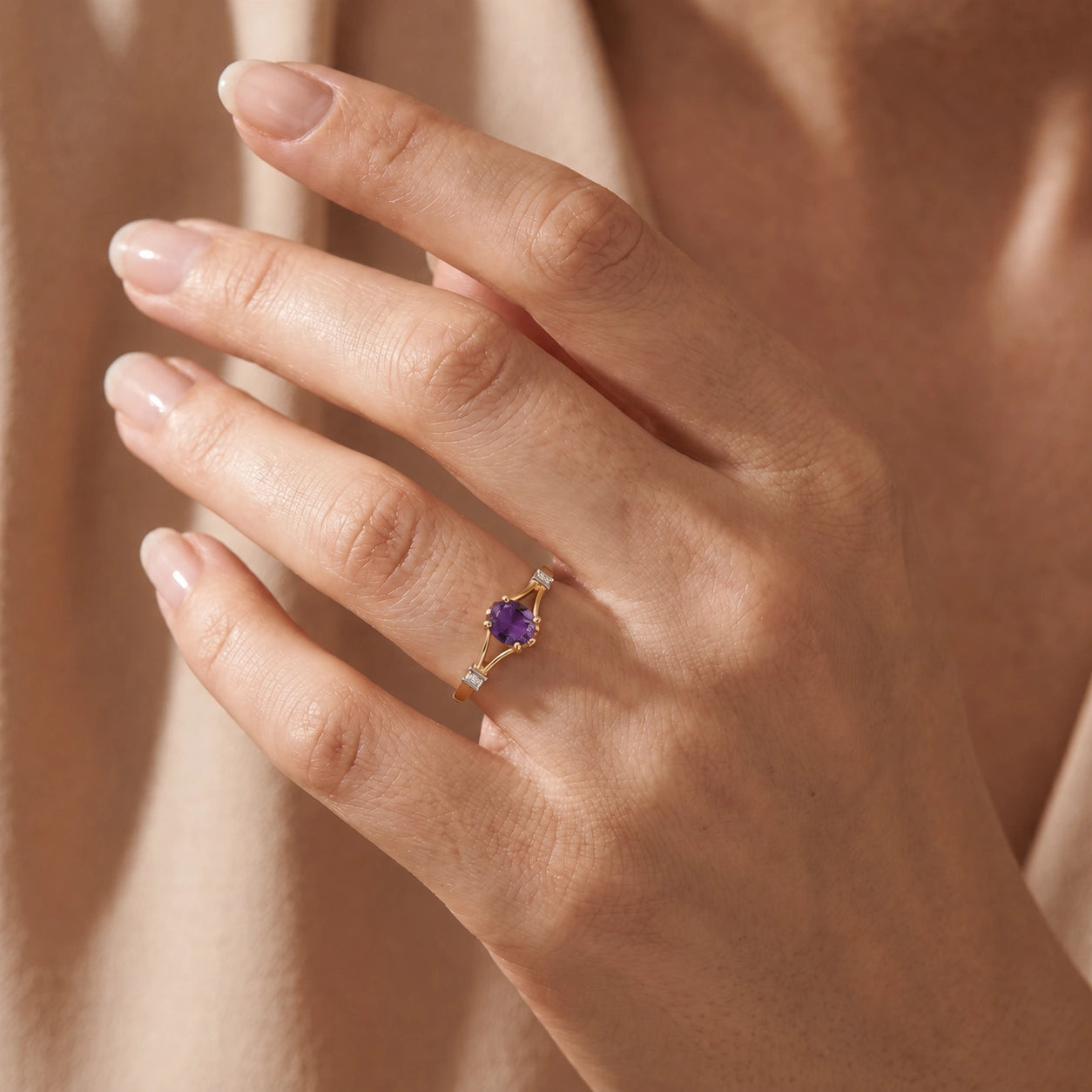 Yellow Gold Diamond & Amethyst — Gabriella