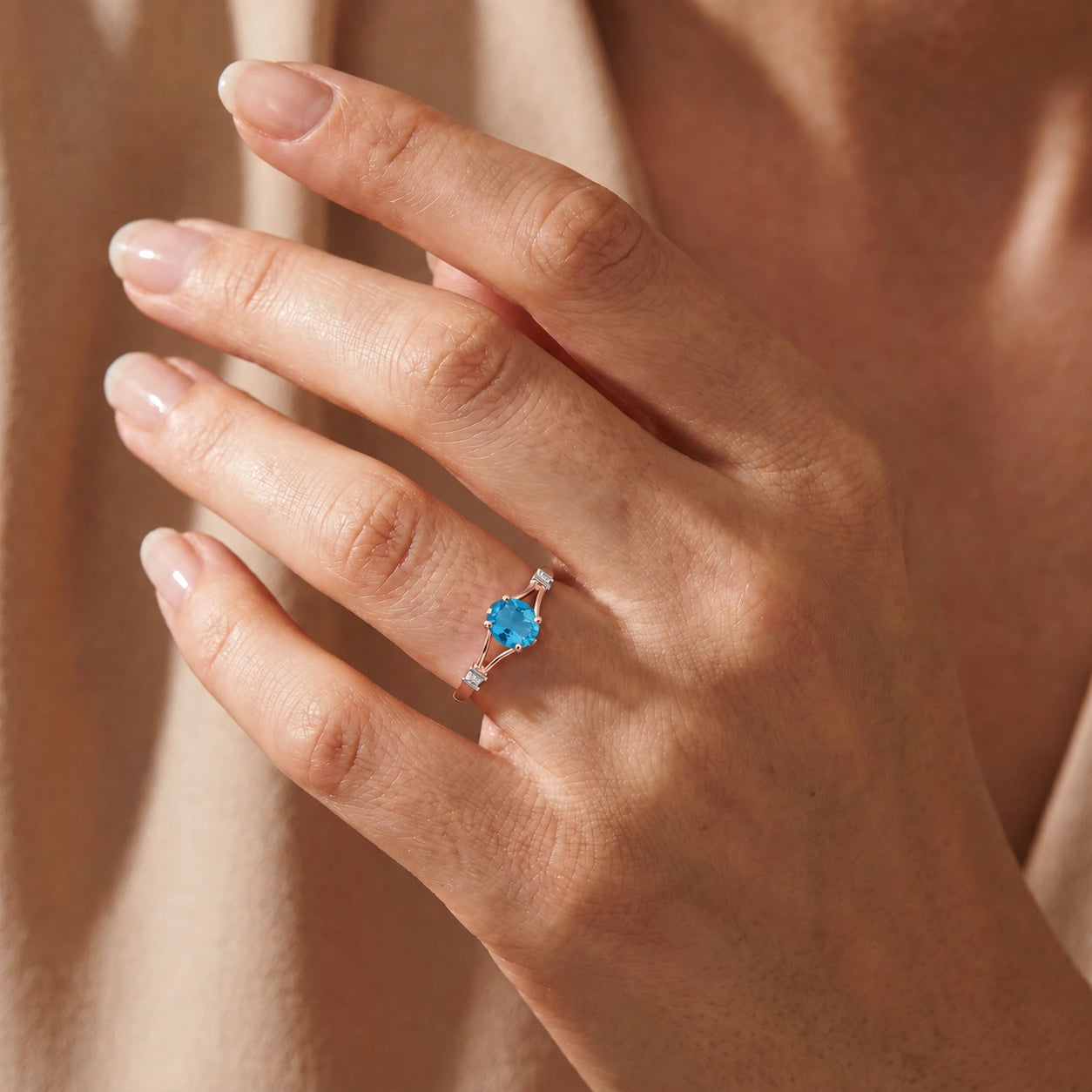 Rose Gold Diamond & Blue Topaz — Gabriella