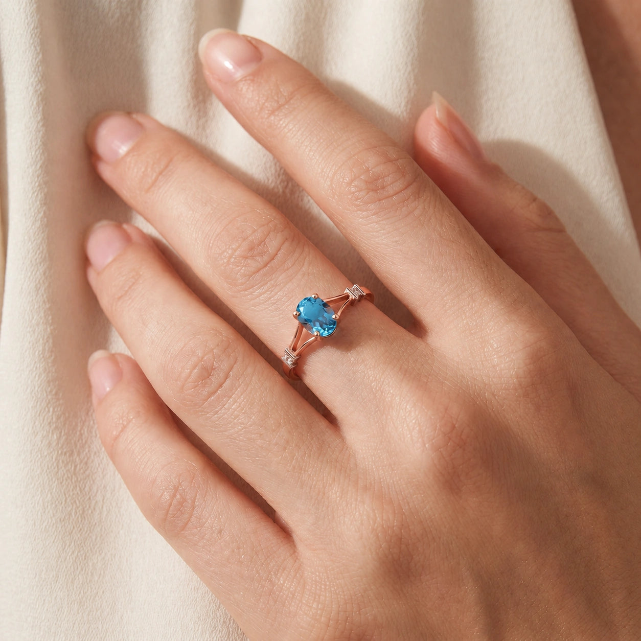 Rose Gold Diamond & Blue Topaz — Gabriella