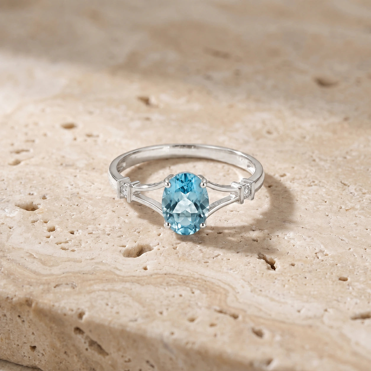 White Gold Diamond & Blue Topaz — Gabriella