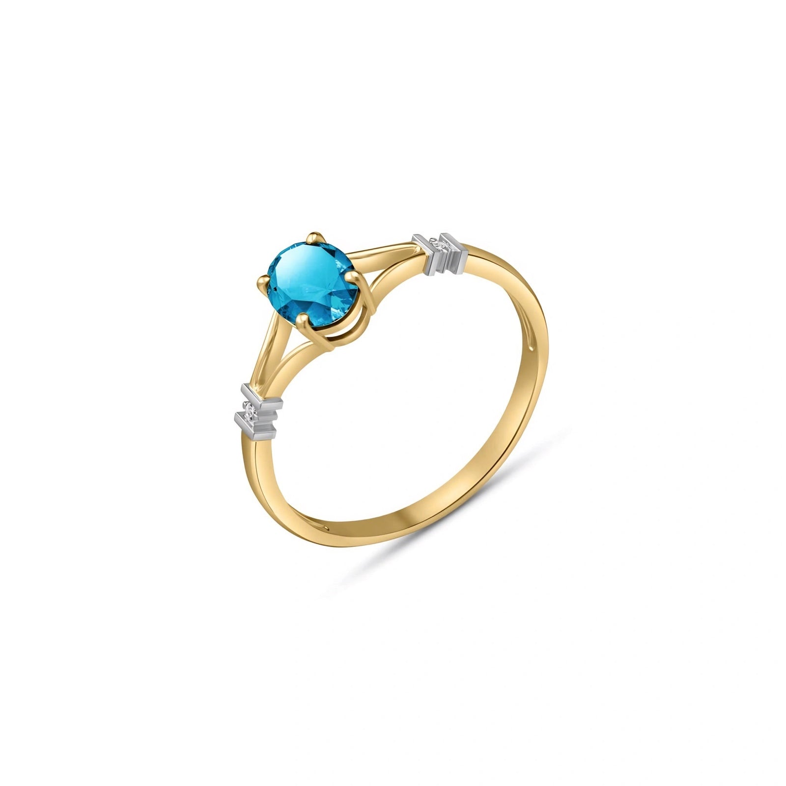 Yellow Gold Diamond & Blue Topaz — Gabriella