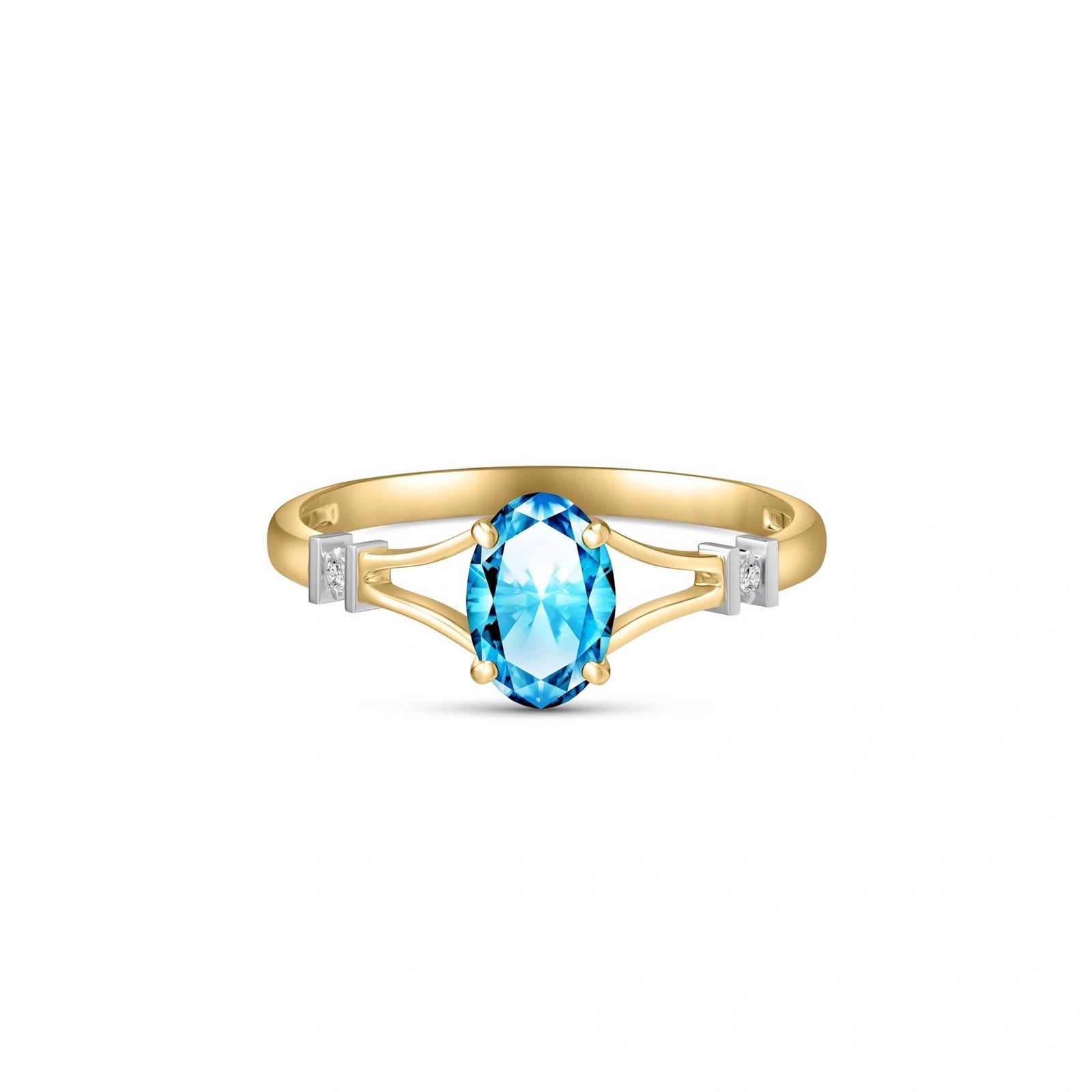 Yellow Gold Diamond & Blue Topaz — Gabriella