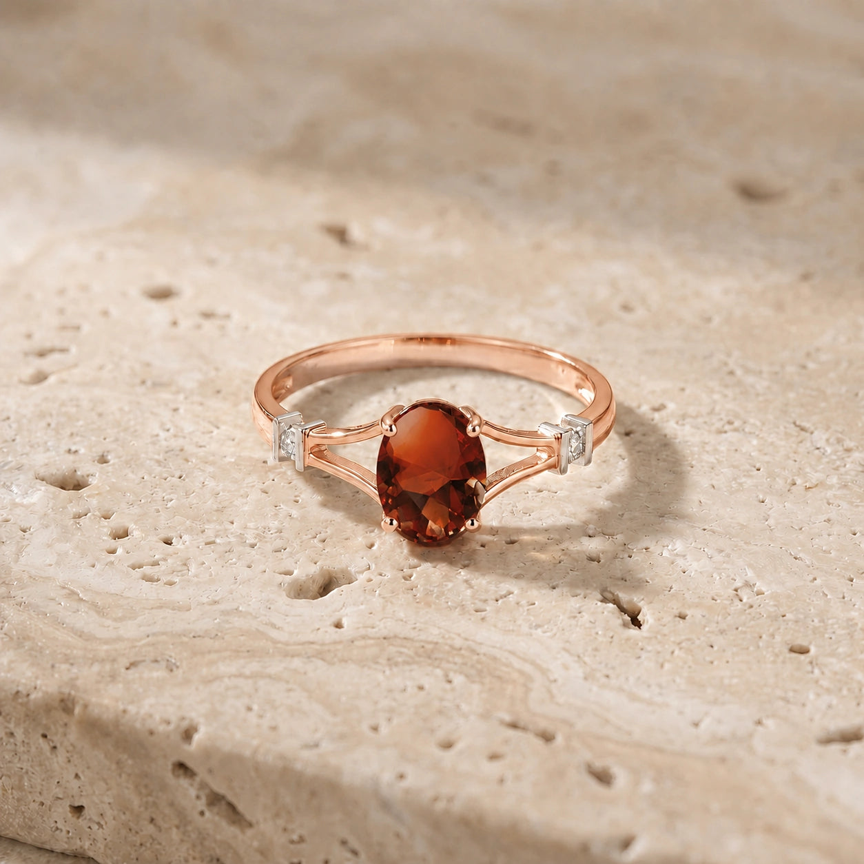 Rose Gold Diamond & Garnet — Gabriella