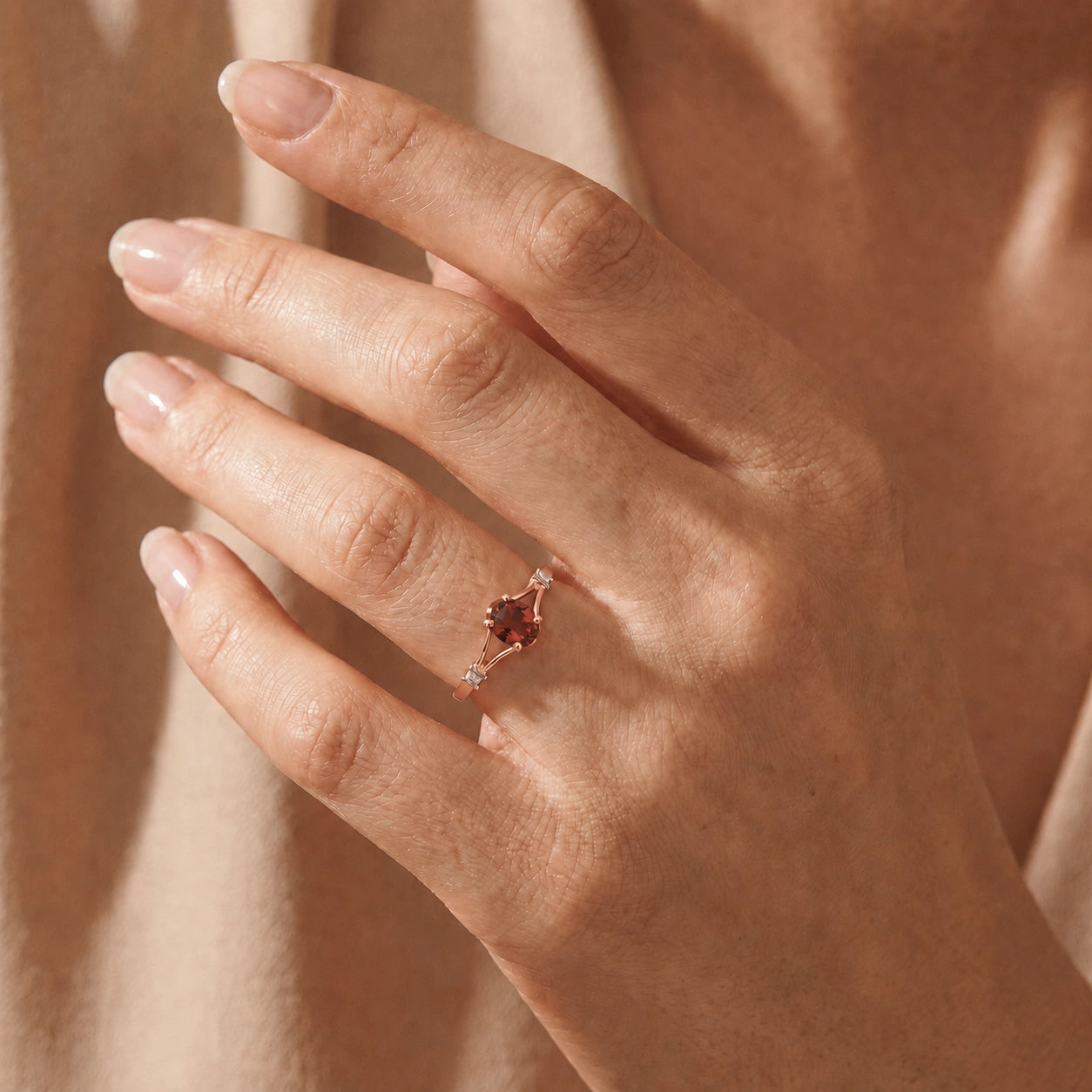 Rose Gold Diamond & Garnet — Gabriella