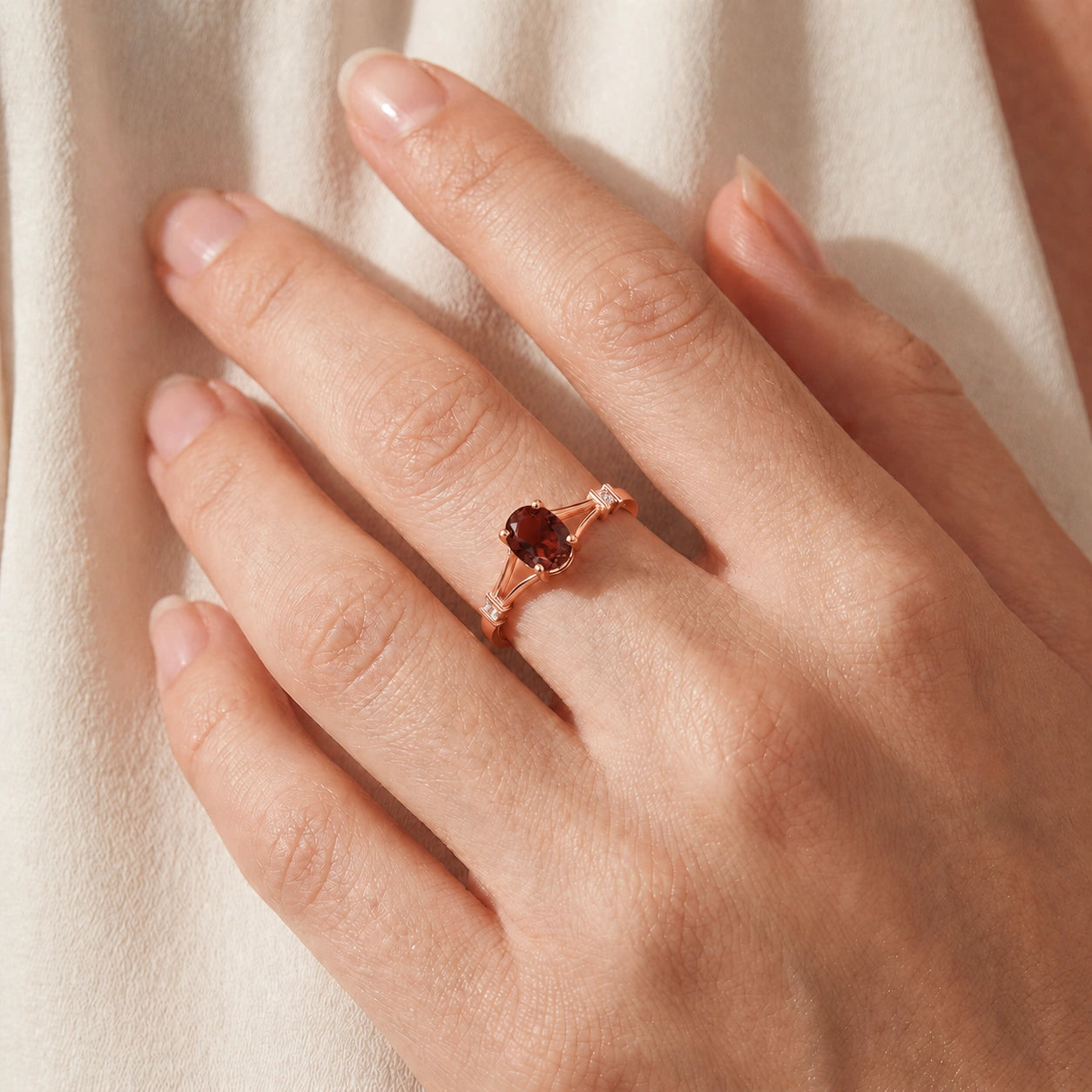 Rose Gold Diamond & Garnet — Gabriella