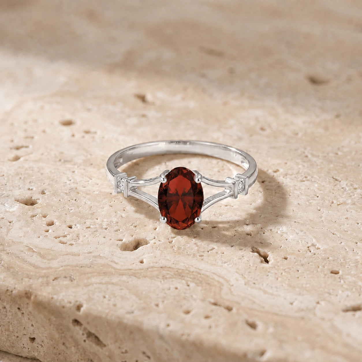 White Gold Diamond & Garnet — Gabriella