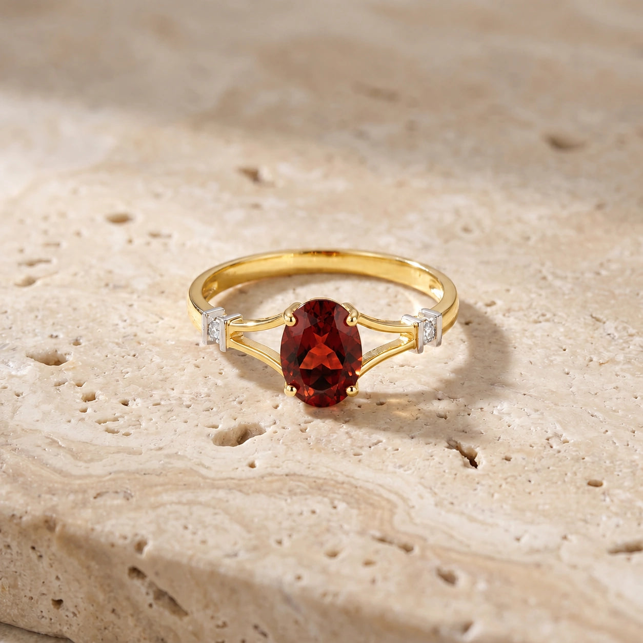 Yellow Gold Diamond & Garnet — Gabriella