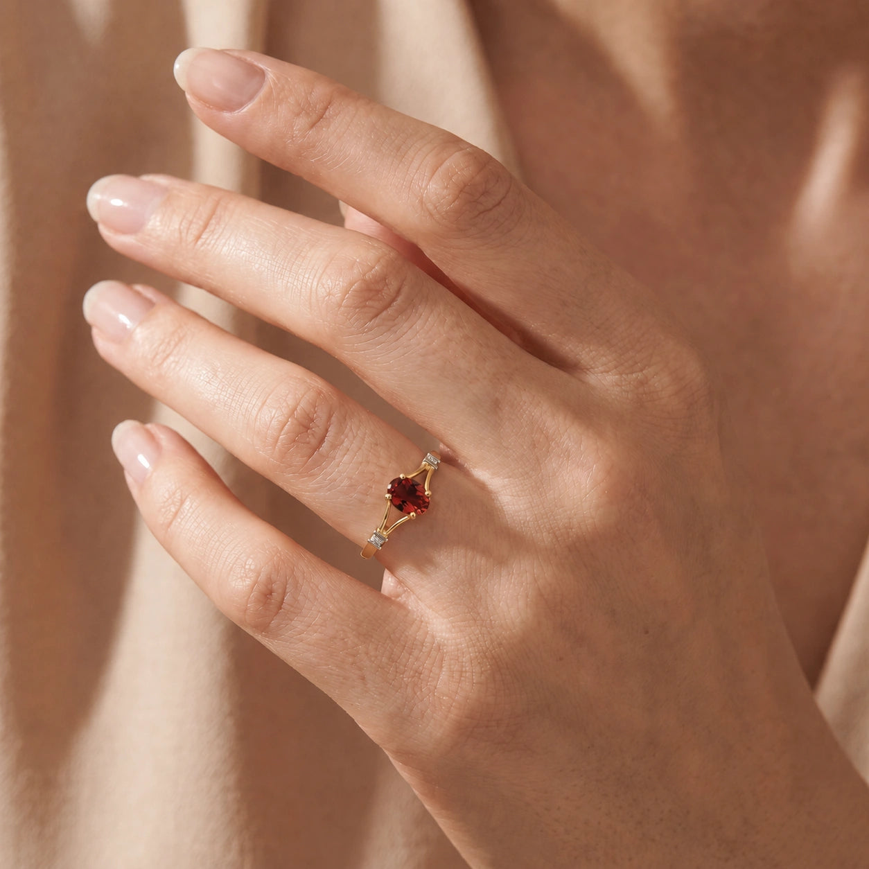 Yellow Gold Diamond & Garnet — Gabriella